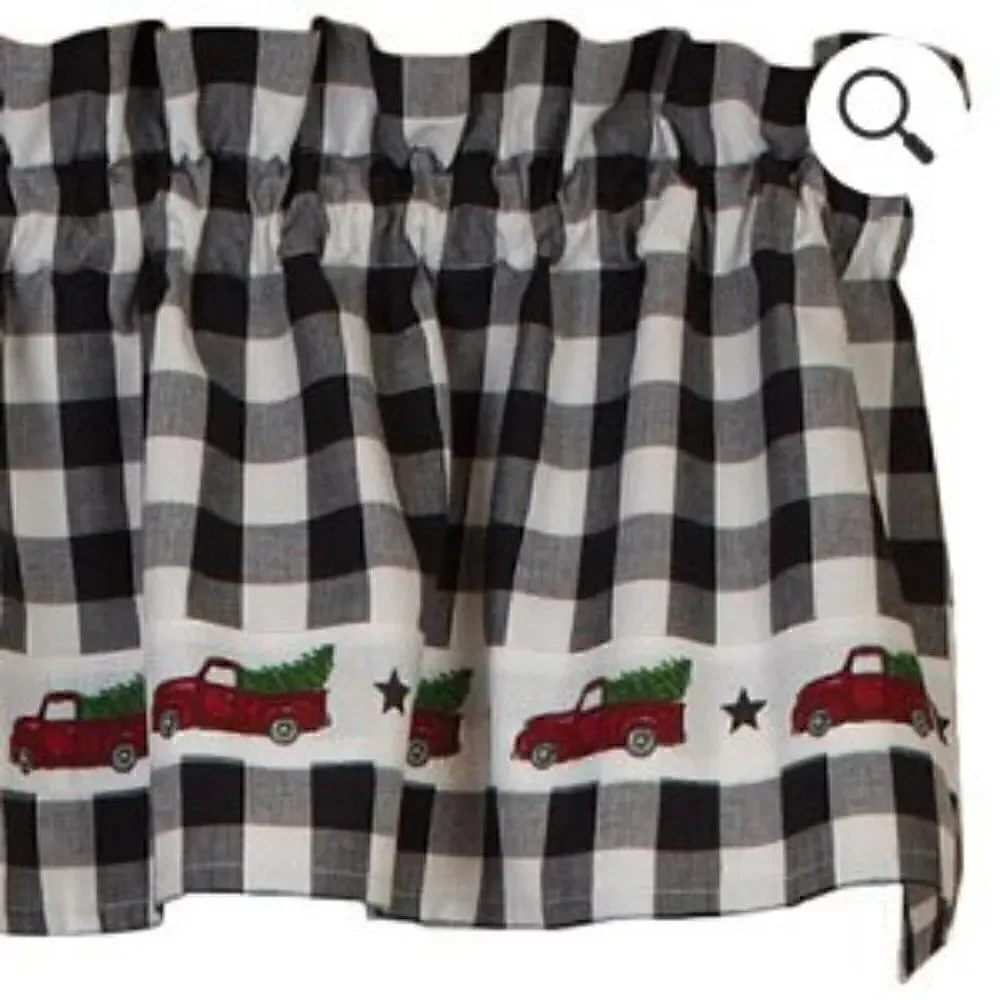 NEW! Buffalo Check Red Truck Window Valance